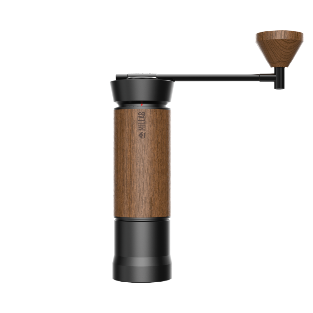 Timemore X Millab M01 coffee grinder with stainless steel burrs and compact design, perfect for home brewing.