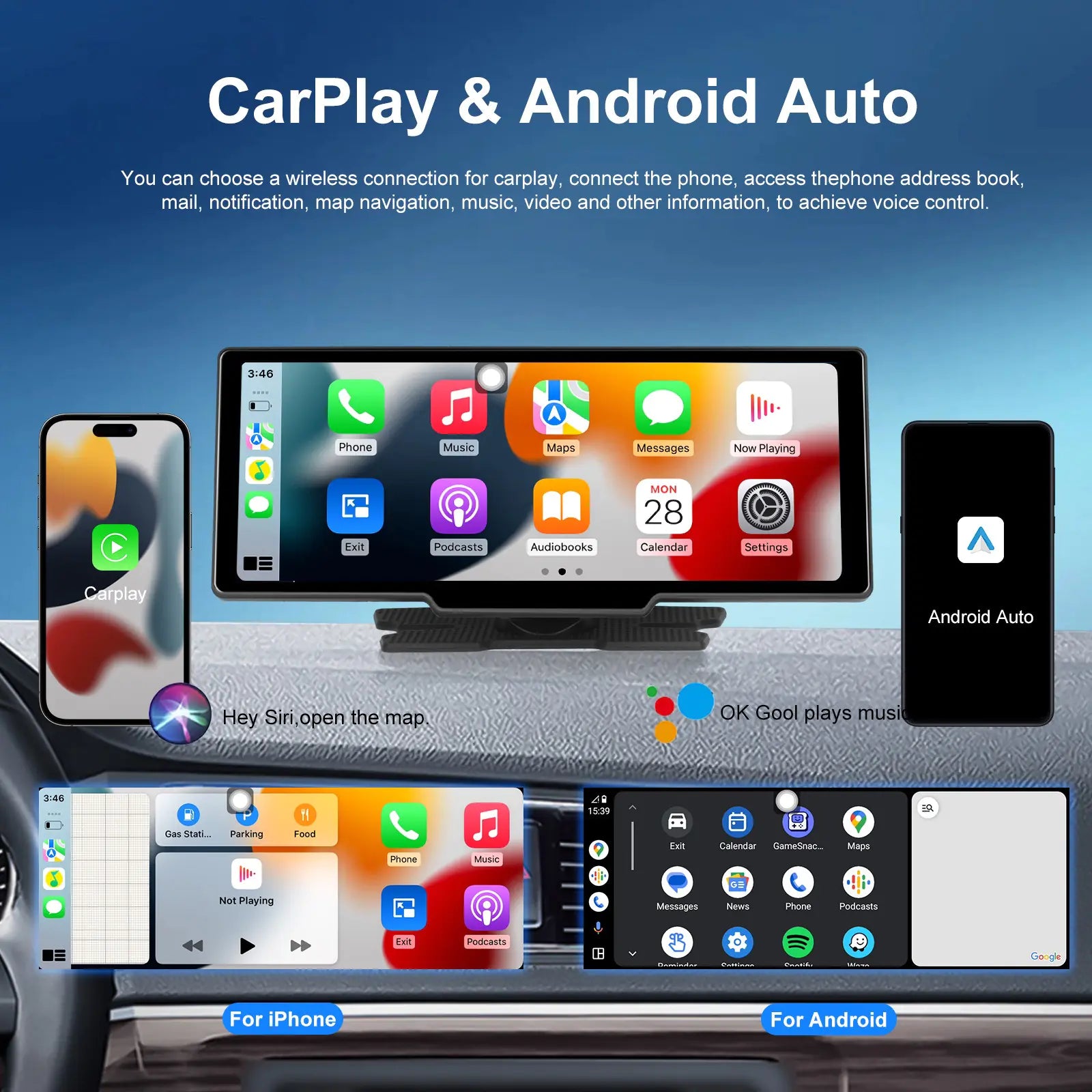 10.26" HD Car DVR with Rear Camera & Carplay