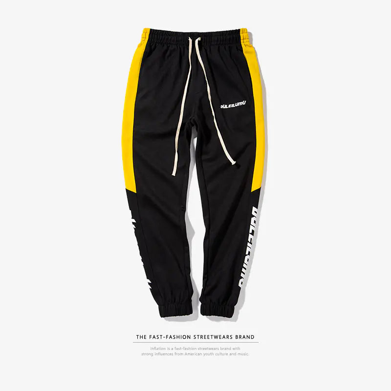 2020 Autumn Color Block Striped Letter Print Joggers