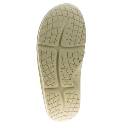 Men's Sovella Active Recovery Sandals by Lucky Feet Shoes, PF Velcro slide in bone color, designed for comfort and support.