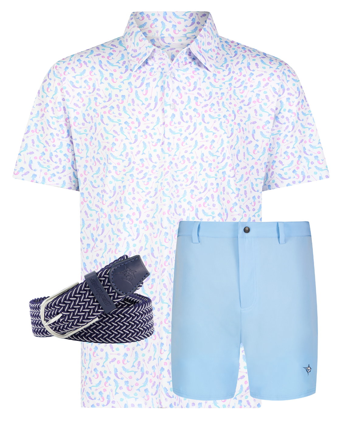 White Water Life Mermaid Polo shirt featuring a colorful mermaid design on a vibrant polo fabric.