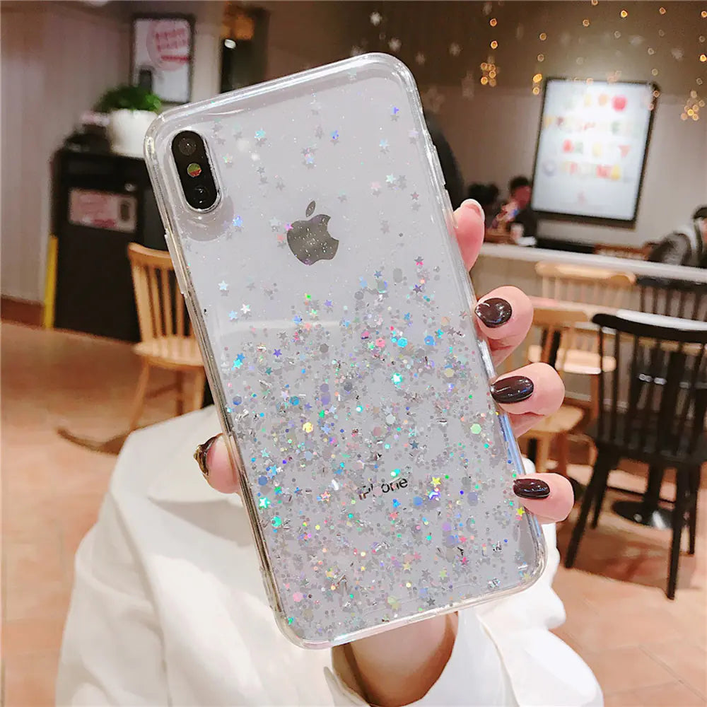 iPhone X Max Creative Transparent TPU Glitter Case