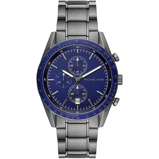 Michael Kors MK9111 watch with gold-tone case, black dial, and leather strap, stylish accessories for women.