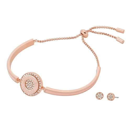 Michael Kors Fashion Jewels bracelet and earrings set featuring designer jewelry with stylish gold-tone accents and modern design.