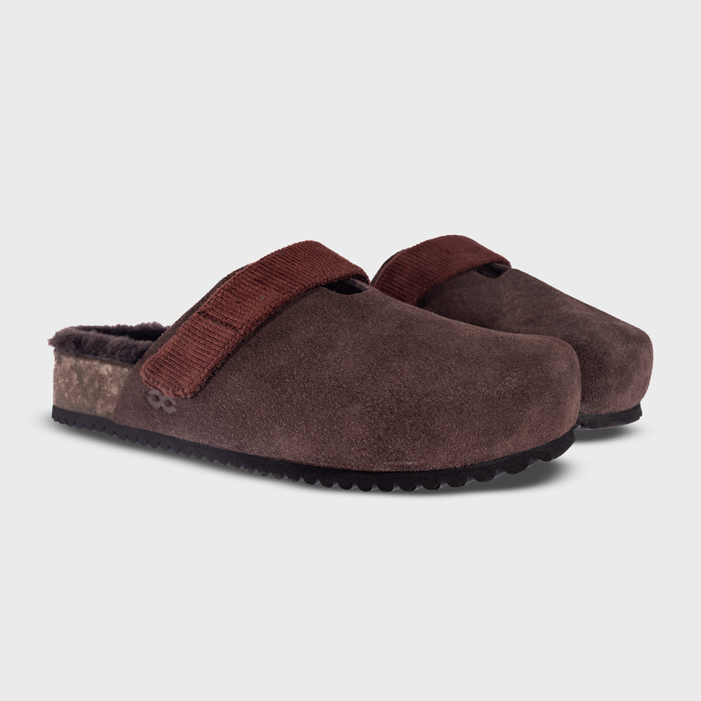 Fleks San Ysidro slide clog in espresso leather, featuring a comfortable slip-on design with a rounded toe and casual style.