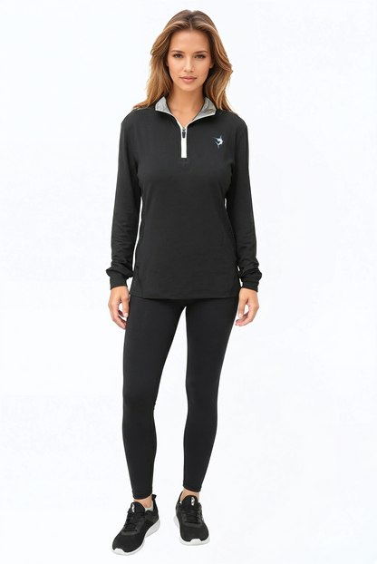 Black women's Monterey quarter zip from White Water Life, featuring a comfortable fit and stylish design.