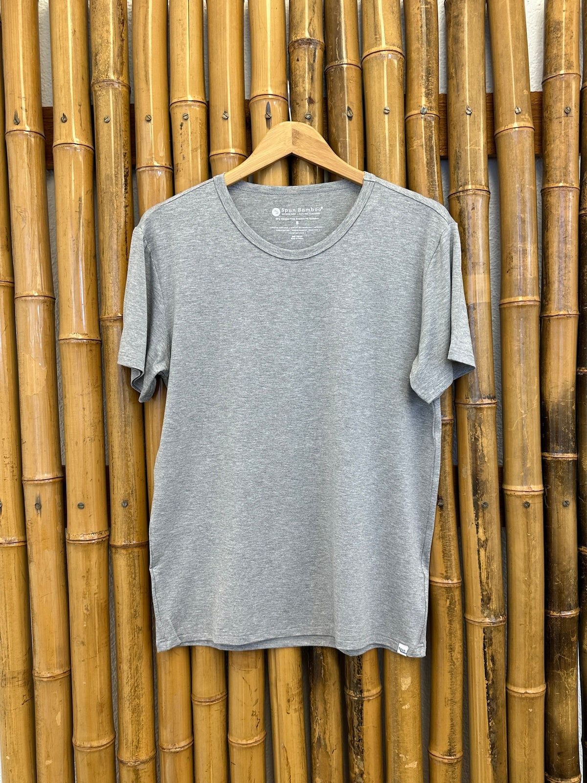 Men's grey Spun Bamboo soft bamboo lounge short sleeve T-shirt, lightweight and comfortable casual wear.