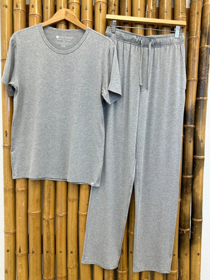 Men's grey bamboo lounge pajama pants from Spun Bamboo, lightweight and soft with a relaxed fit for comfortable sleep or leisure.