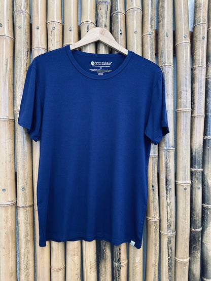 Men's navy bamboo lounge T-shirt by Spun Bamboo, soft and comfortable short sleeve shirt for casual wear.