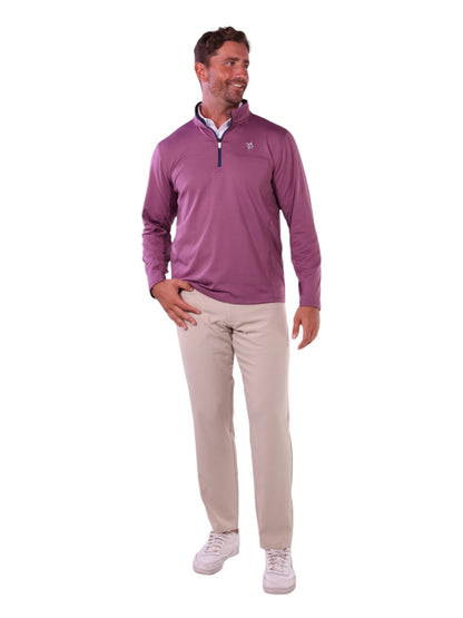 White Water Life Montauk quarter zip in burgundy, midweight comfort, featuring a soft fabric and classic design on a plain background.