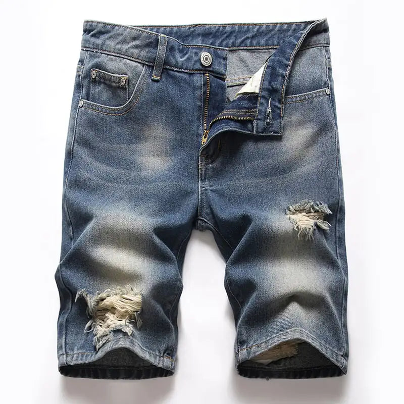 Retro Denim Pants with Broken Holes - European & American Style