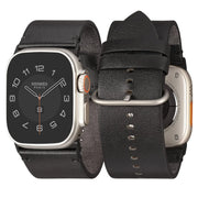 XIAOJU Ultra Wide Apple Watch Ultra Leather Band Compatible with Apple Watch 49mm 45mm 44mm 42mm Genuine Leather Apple Watch Band for Men for Iwatch Series Ultra SE 2/8/7/6/5/4/3/2/1/SE Black