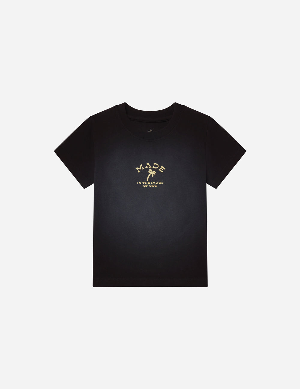Kids T-shirt by Elevated Faith featuring the "Made in the Image of God" design, with colorful text on soft fabric.