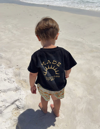 Bright kids' T-shirt by Elevated Faith featuring the "Made in the Image of God" design, suitable for children.