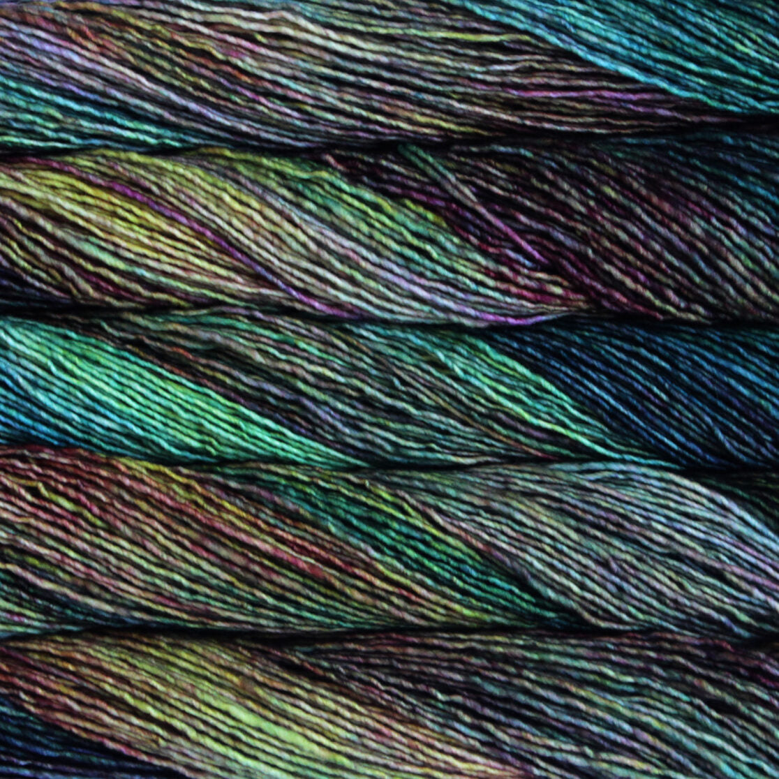 Colorful Malabrigo Washted Yarn in Arcos Iris, soft and vibrant hand-dyed yarn by Darn Good Yarn for knitting or crochet projects.