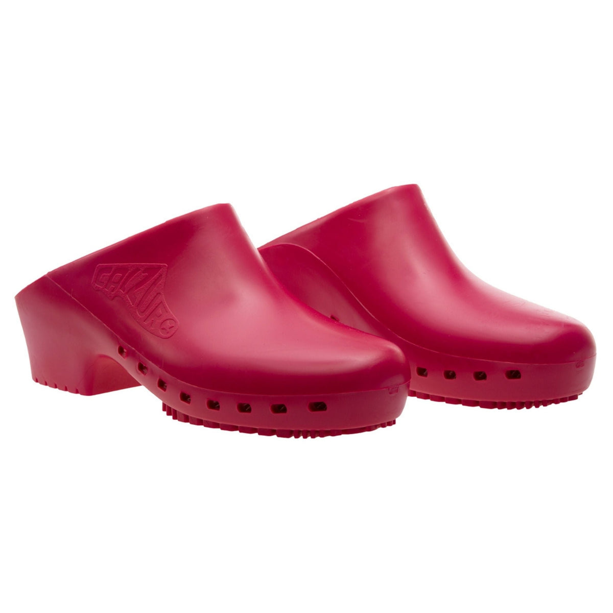 Calzuro Classic Maroon clogs with no holes, featuring a double strap design and slip-resistant sole, ideal for medical professionals.