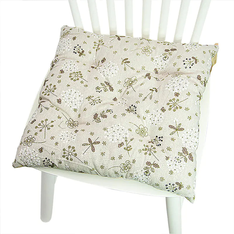Round Chair Cushion for Bay Window - Printed Polyester Linen