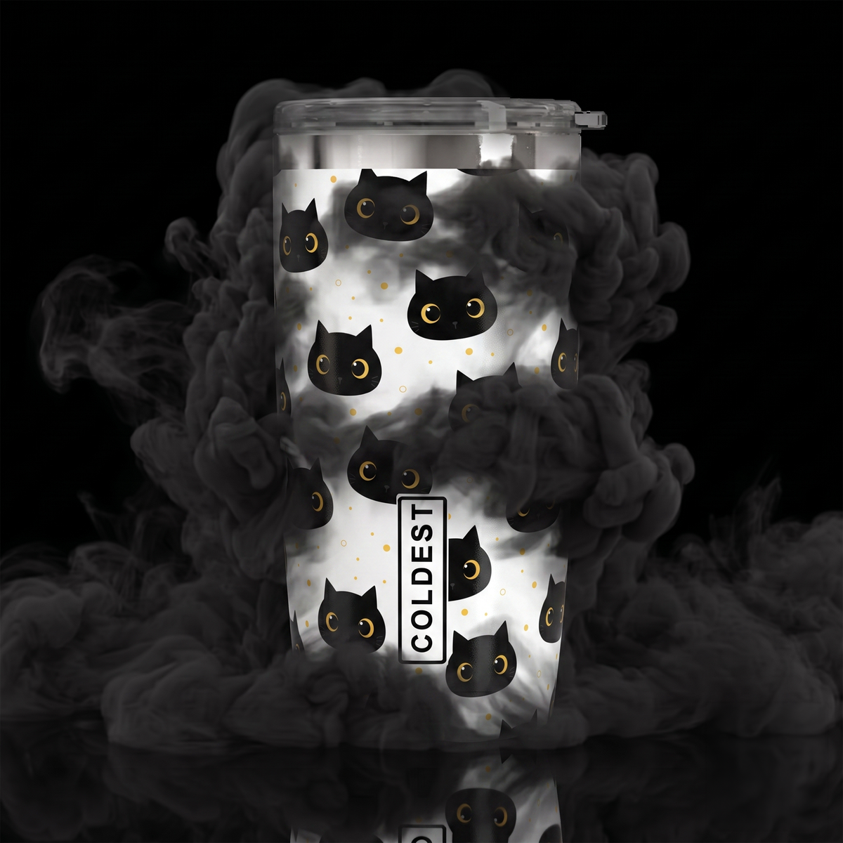 Coldest 20 oz Tumbler v2 hydration bottle with a sleek design featuring a playful Meow_Hype graphic.