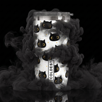 Coldest 20 oz Tumbler v2 hydration bottle with a sleek design featuring a playful Meow_Hype graphic.