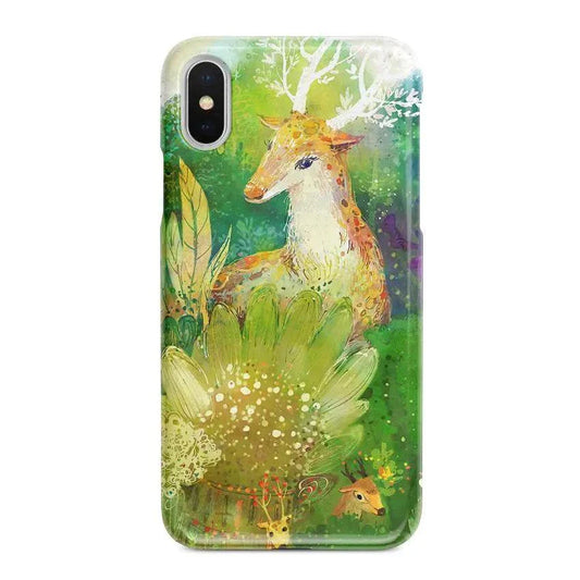 Sika Deer Creative phone case with artistic deer design and durable protective cover for iPhone