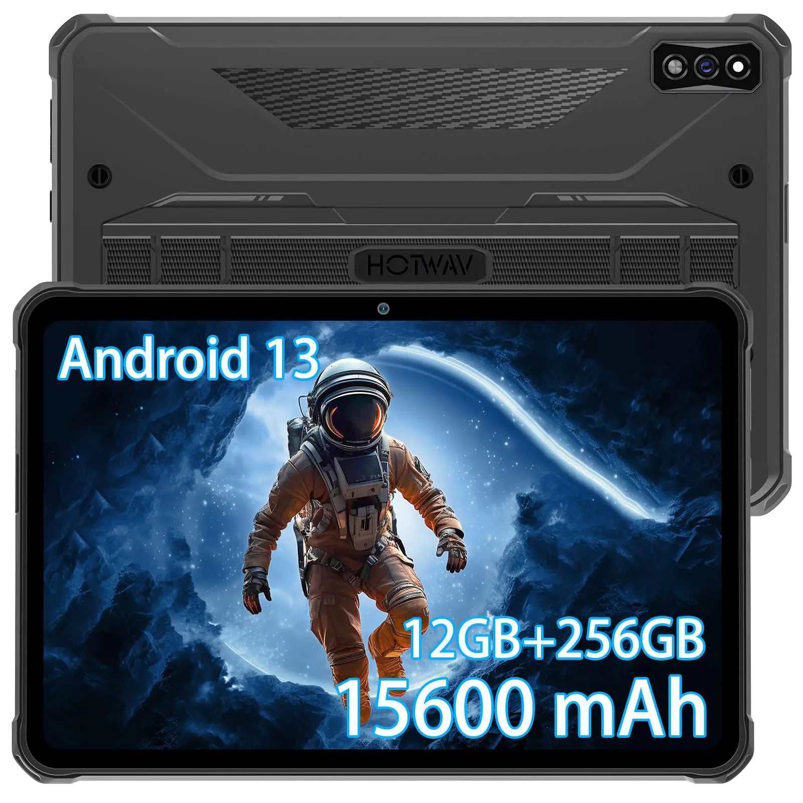 HOTWAV R7 Rugged Tablet Android 13 15600mAh 10.1 Inch HD+ 12GB+256GB/(2TB TF) Waterproof Tablet PC 16MP+16MP Camera Octa-Core IP68&IP69K/Dual SIM 4G/WiFi 5/Face ID/GPS/OTG/Widevine L1 (Gray)