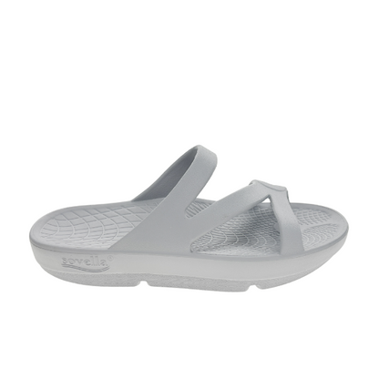 Women's Sovella Active Recovery Sandals by Lucky Feet Shoes in light grey with cushioned straps and contoured footbed for comfort