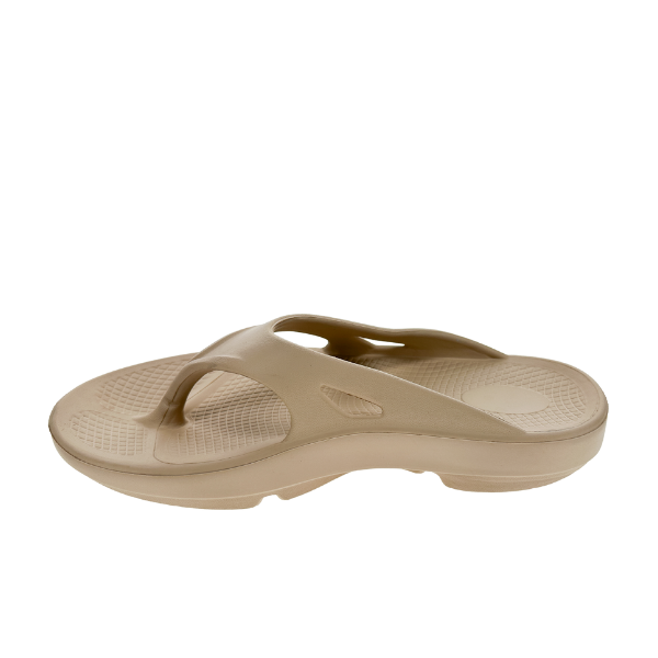 Women's Sovella Active Recovery Sandals by Lucky Feet Shoes, beige PF thong style with cushioned design for comfort