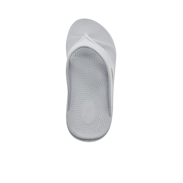 Light grey Sovella Active Recovery Sandals for women by Lucky Feet Shoes, featuring a comfortable PF thong design.