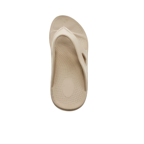 Women's Sovella Active Recovery Sandals by Lucky Feet Shoes, beige PF thong design with cushioned sole for comfort.