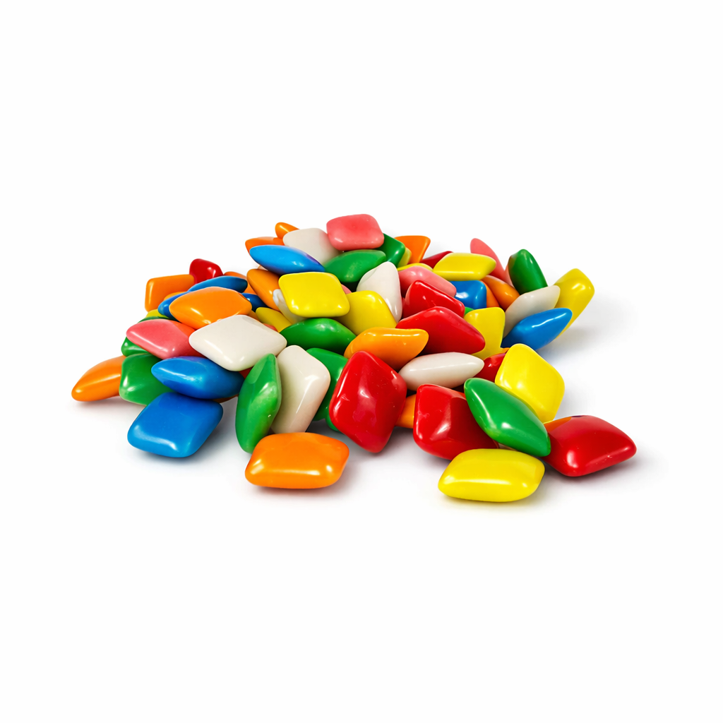 Assorted fruit flavor Double Bubble Mini Chiclets chewing gum in a bulk value bag by Candy In Bulk.