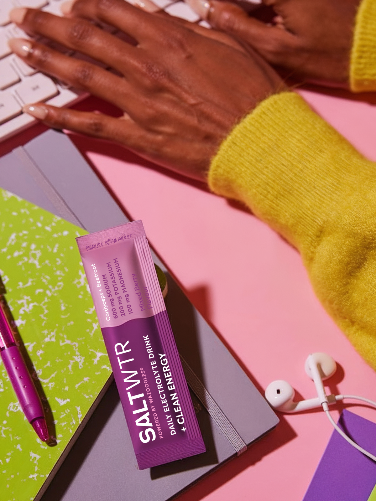 SaltWTR Mixed Berry Clean Energy SaltWTR drink with colorful mixed berry flavor and vibrant packaging.