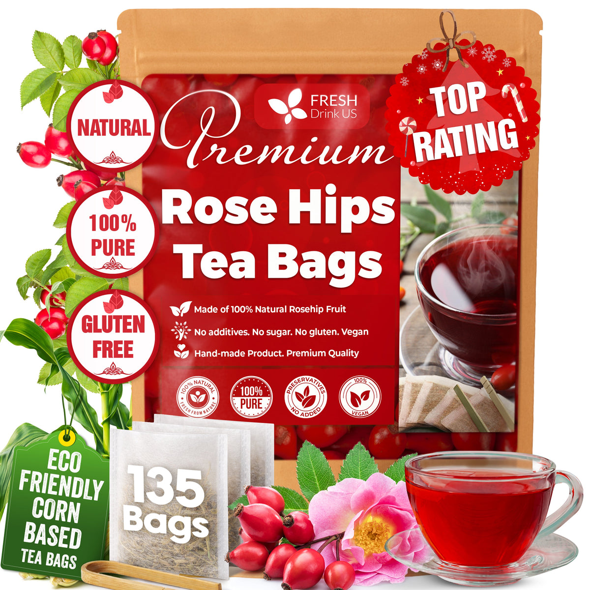 Premium Rosehip Tea Bags