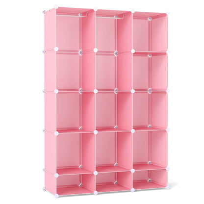 13-cube modular kids wardrobe by GBruno Store with hanging rod and shelves for organized children's storage.