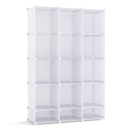 13-cube modular kids wardrobe from GBruno Store with hanging rod and shelves, ideal for children's storage and organization.