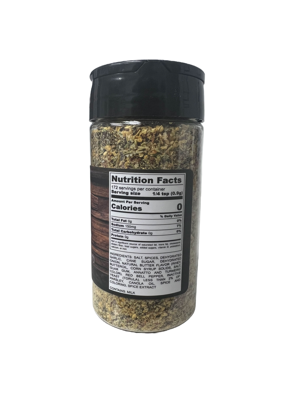 Hi-West Montana Buttery Herb Seasoning in a jar, showing label with product name and nutritional information.