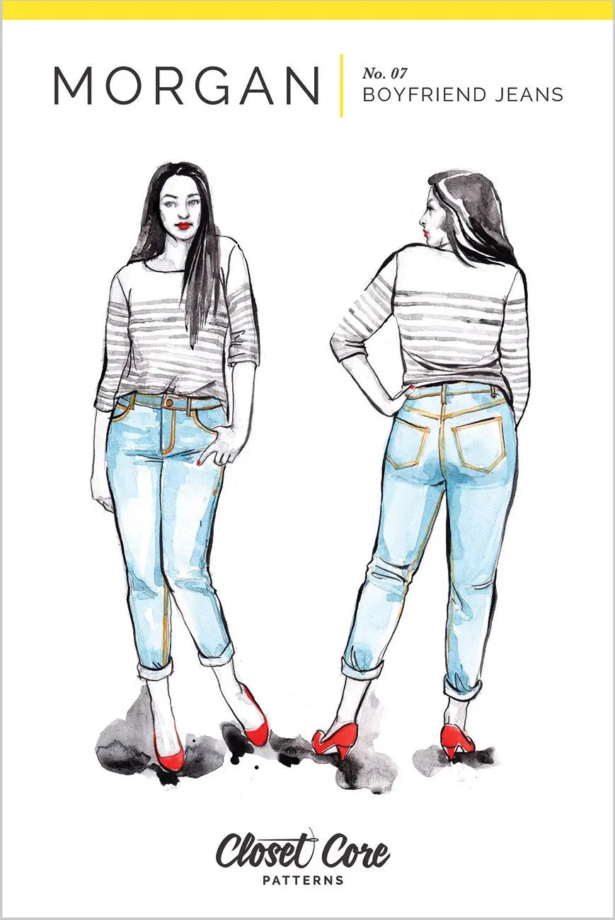 Linda's Electric Quilters Morgan boyfriend jeans with black and white checker pattern, casual unisex denim pants.