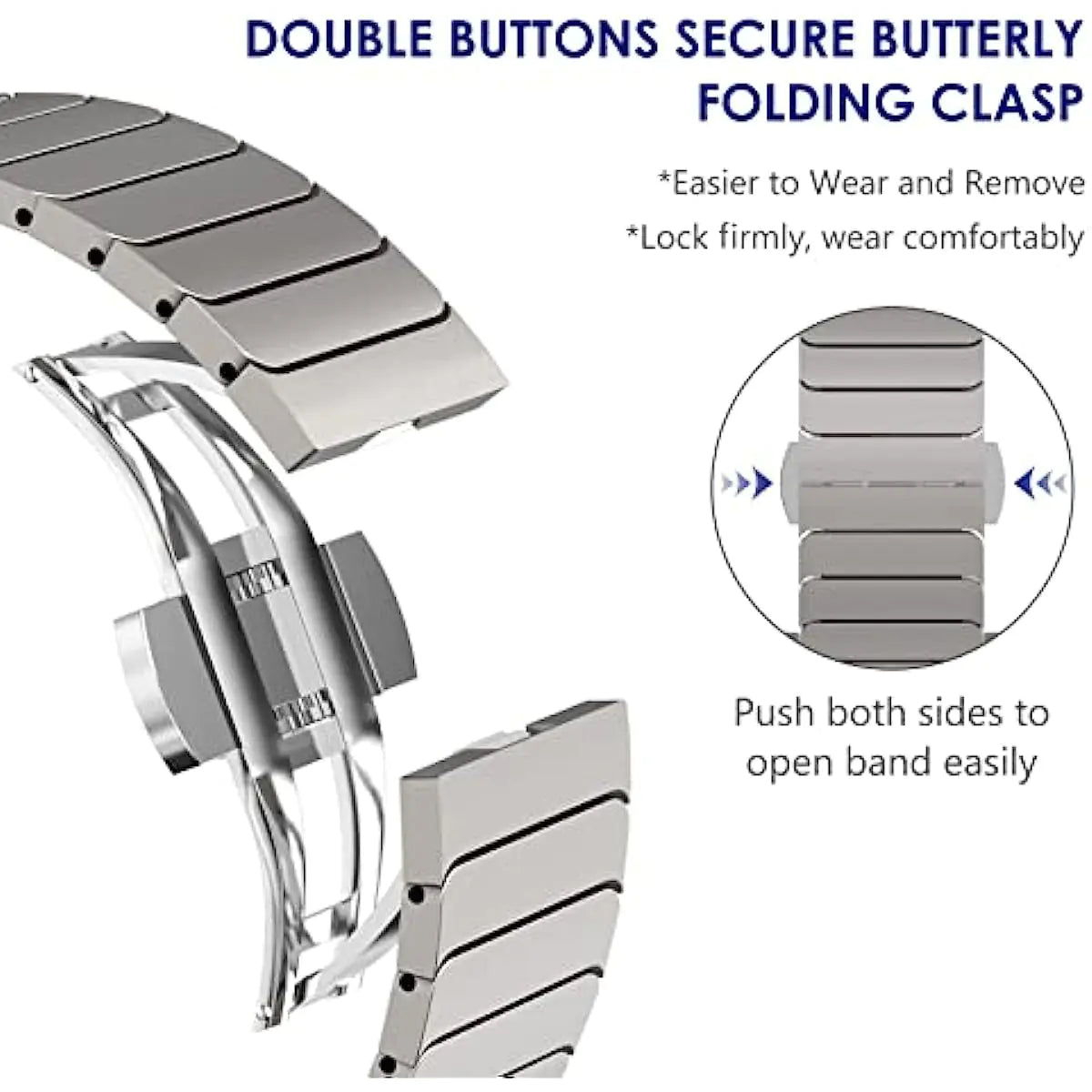 Stainless Steel Watch Band for Apple Watch S8 with Clasp