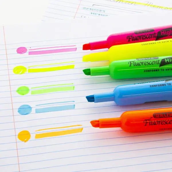Yellow Desk Style Fluorescent Highlighters (3/Pack)
