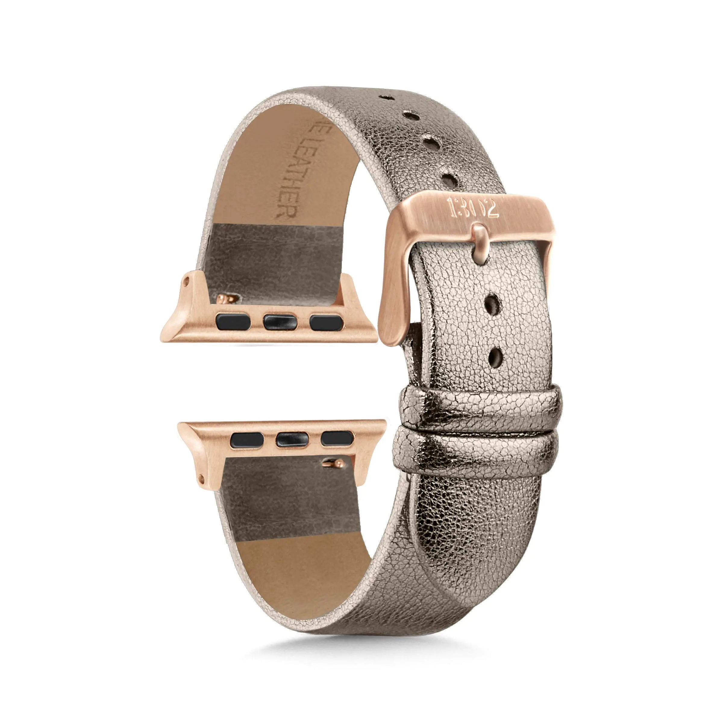 1302 Compatible with Leather Apple Watch Band 41mm Apple Watch Band Leather Apple Watch Leather Band 38mm Brown Apple Watch Band Women Apple Watch Leather Strap Series 4 - For her (42mm/41mm/40mm/38mm Champagne Shimmer / Rose Gold Buckle)