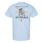 Black "Never Give Up" T-shirt from Off The Grid Surplus featuring bold front and back lettering.