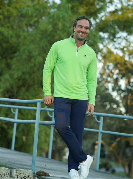 Green White Water Life Harbor quarter zip pullover, showcasing its casual fit and comfortable design for effortless style.