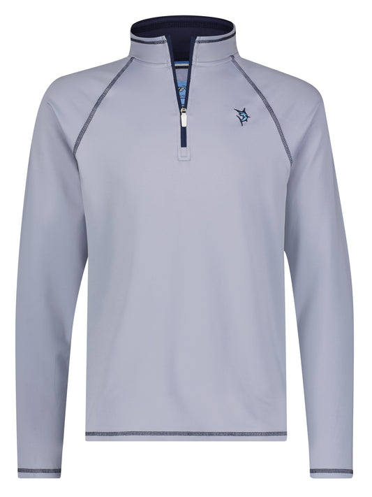 Grey White Water Life Harbor Quarter Zip, a stylish and comfortable men's quarter zip pullover with a relaxed fit.