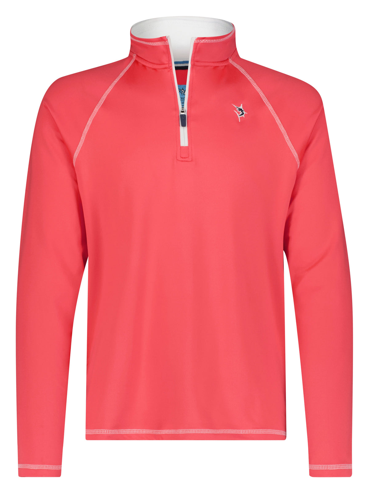 White Water Life New Harbor red quarter zip shirt, lightweight and comfortable men's casual top with a quarter-length zipper.
