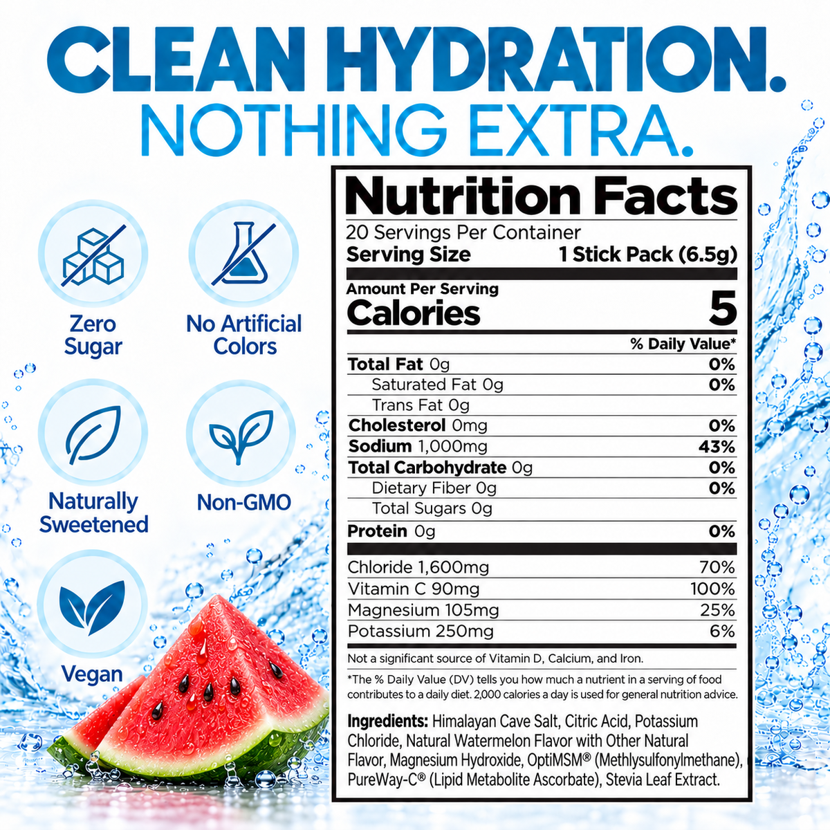 Cellutrex H2O ELECTROLYTES Watermelon electrolyte powder container with a scoop, zero sugar, vitamins and supplements.