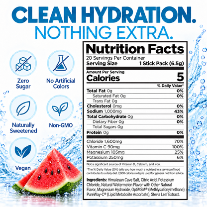Cellutrex H2O ELECTROLYTES Watermelon electrolyte powder container with a scoop, zero sugar, vitamins and supplements.