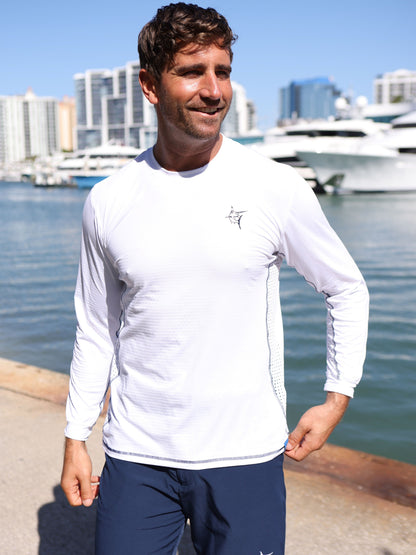 White Water Life NautiFlex Performance Tee, a versatile men's shirt with a fitted design and lightweight fabric, shown in the image.