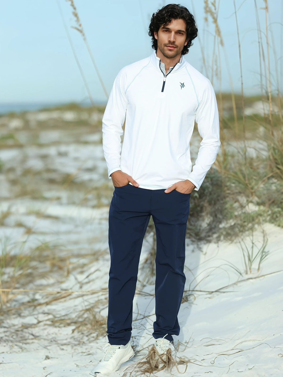White Water Life Seaport Pants showing relaxed fit, lightweight fabric, and casual style on a model.