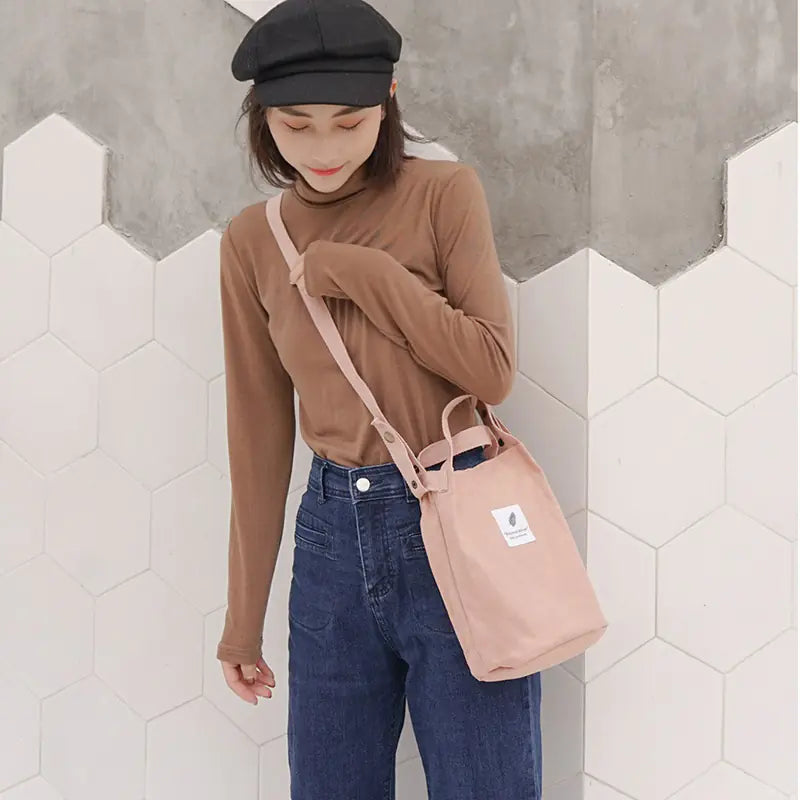 Canvas Crossbody Bucket Bag for Phone