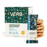 Verb Energy - Oatmeal Chocolate Chip Caffeinated Protein Bars - 200 Calorie -10g Plant Based Protein Bar - Vegan Snacks - Gluten Free Breakfast Bars with Organic Green Tea 51g (Pack of 12)