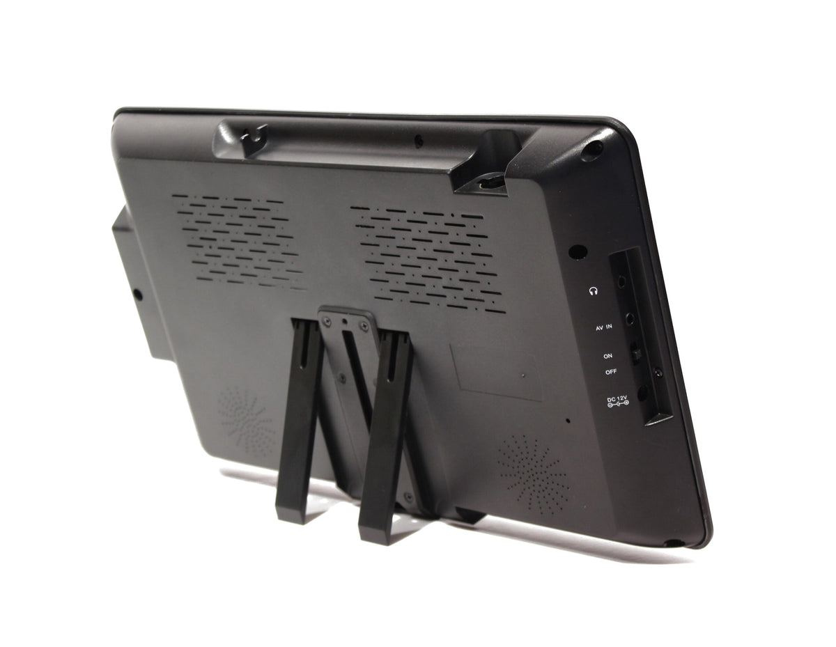 Naxa 10-inch portable 12V TV and digital multimedia player displaying a screen with colorful content.